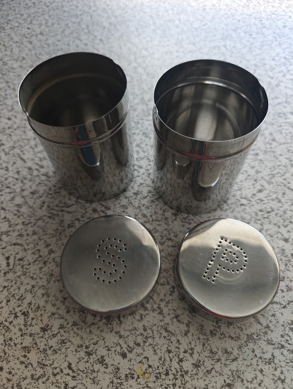 Vintage Stainless Steel Salt &Pepper Shaker Set Rustic Diner